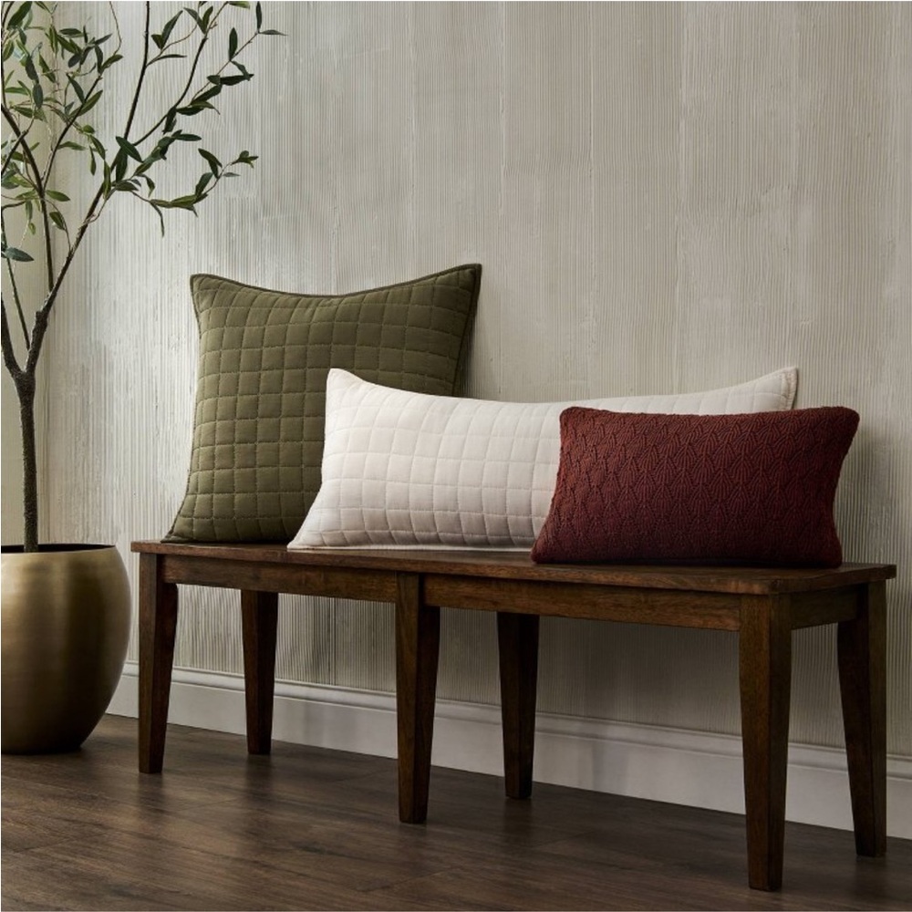 JEREMIAH BRENT NWT cotton knitted pointelle lumbar accent pillow -brown -20x12 - Picture 4 of 11